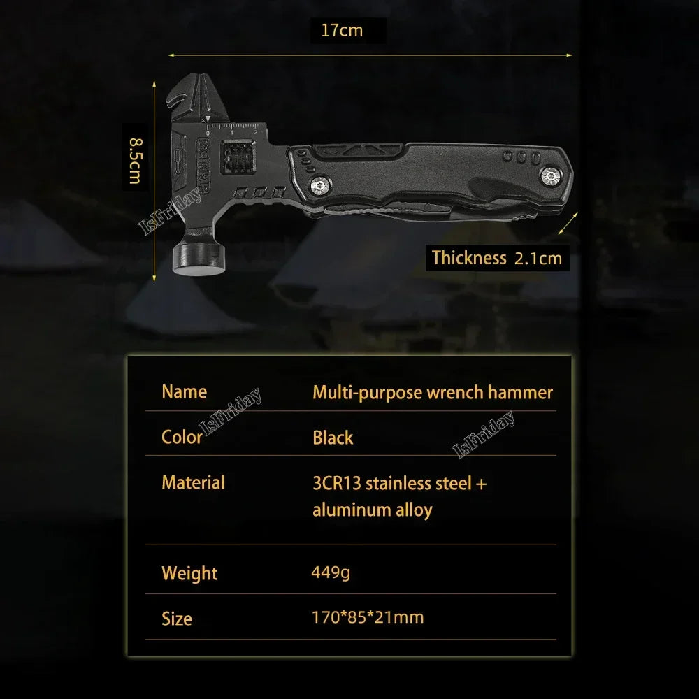 Hammer, Wrench and Pliers Multitool with Sheath