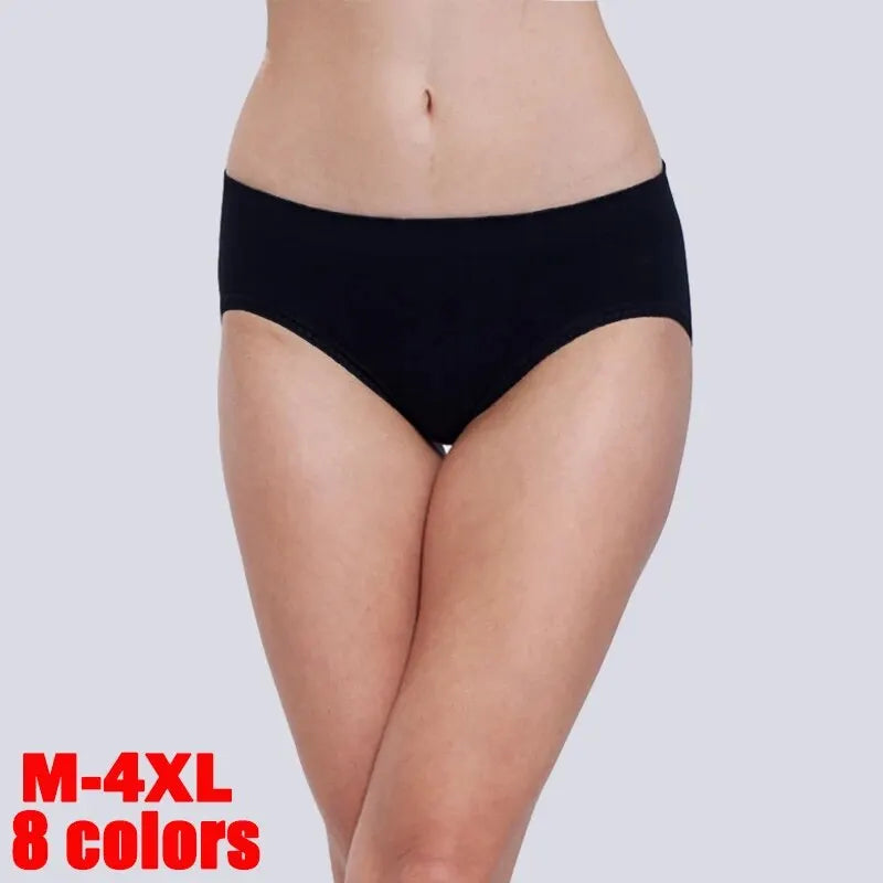 7Pcs/Lot Women's Panties Cotton Plus Size Underwear Girls Briefs Breathable Solid Color Panty Underpant Female Lingerie M-4XL 
