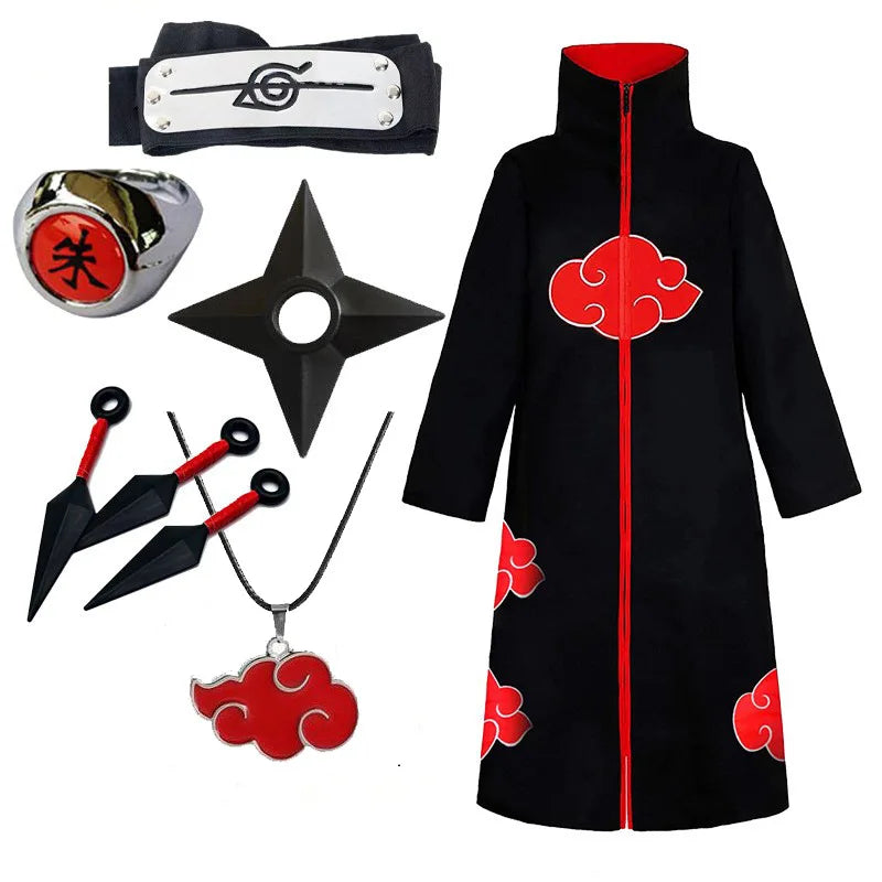Ensemble de costume de cosplay Akatsuki avec cape inspirée des animés