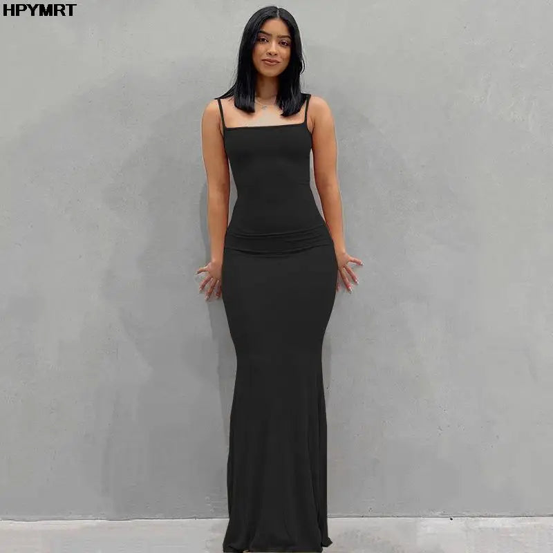Satin Slip Sleeveless Backless Slim Sexy Maxi Dress 2022 Spring Women Party Y2K Concise Bodycon Elegant Dresses Female Clothing 