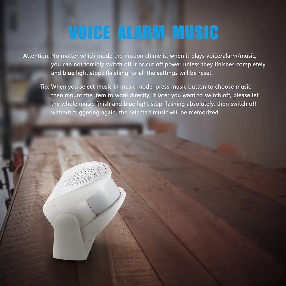 Wireless PIR Motion Sensor Door Chime Alarm with 3 Modes