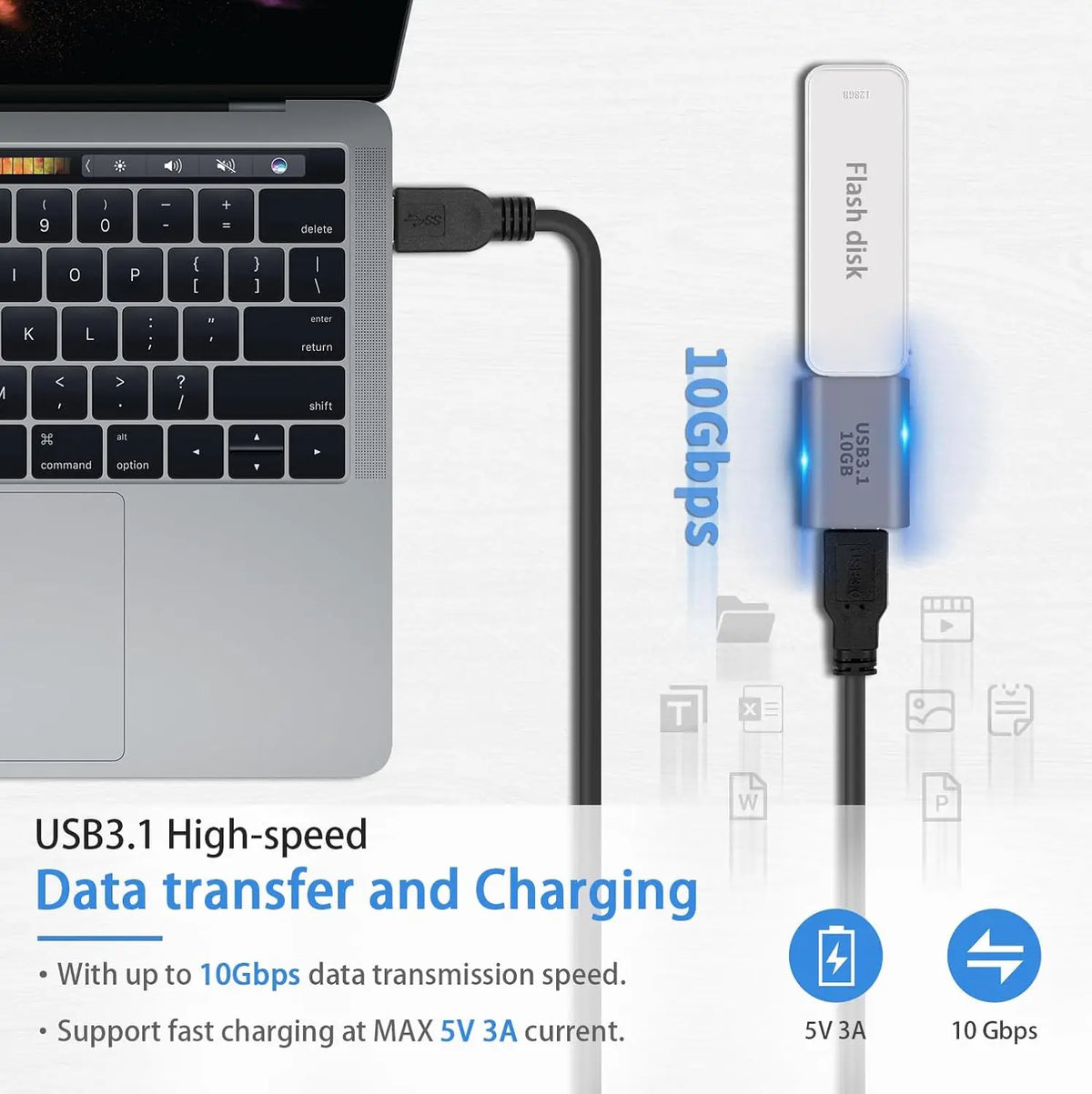 USB-C-Buchse auf USB-Buchse Adapter 3.1 Gen 2, USB-A-auf-USB-Typ-C-Adapter, beidseitig, 10 Gbit/s, unterstützt Datensynchronisierung und Aufladen