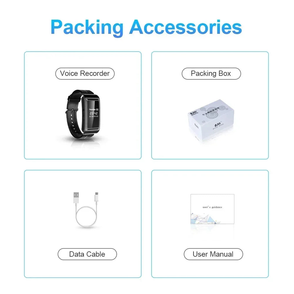 8-64GB Mini Voice Video Recorder 1080P DV Professional Digital Bracelet Dictaphone Portable Home Smart Small Security Camcorder