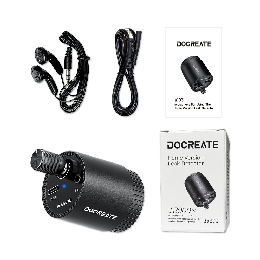 Kit d'écoute de fuites de tuyaux rechargeable USB-C