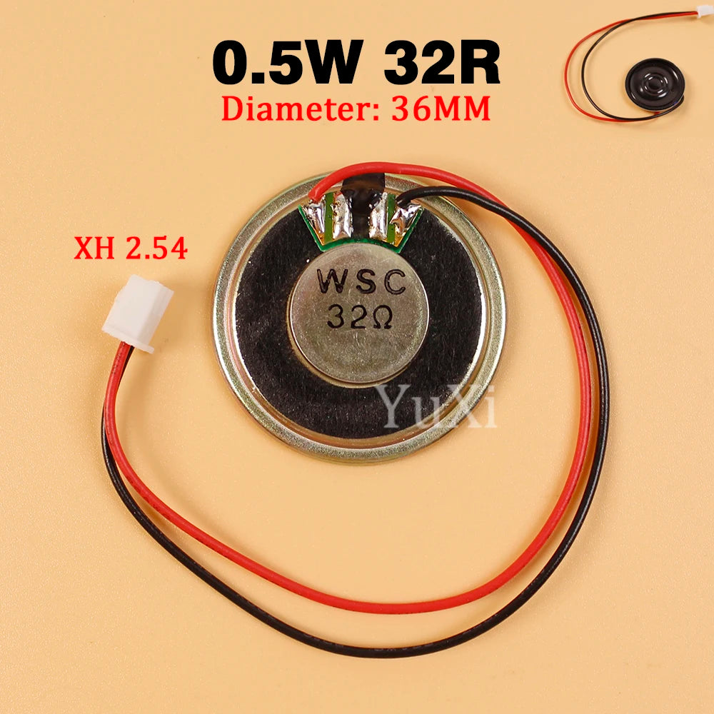 32 Ohm 0.5 W Mini Speaker, Size and Wiring Options