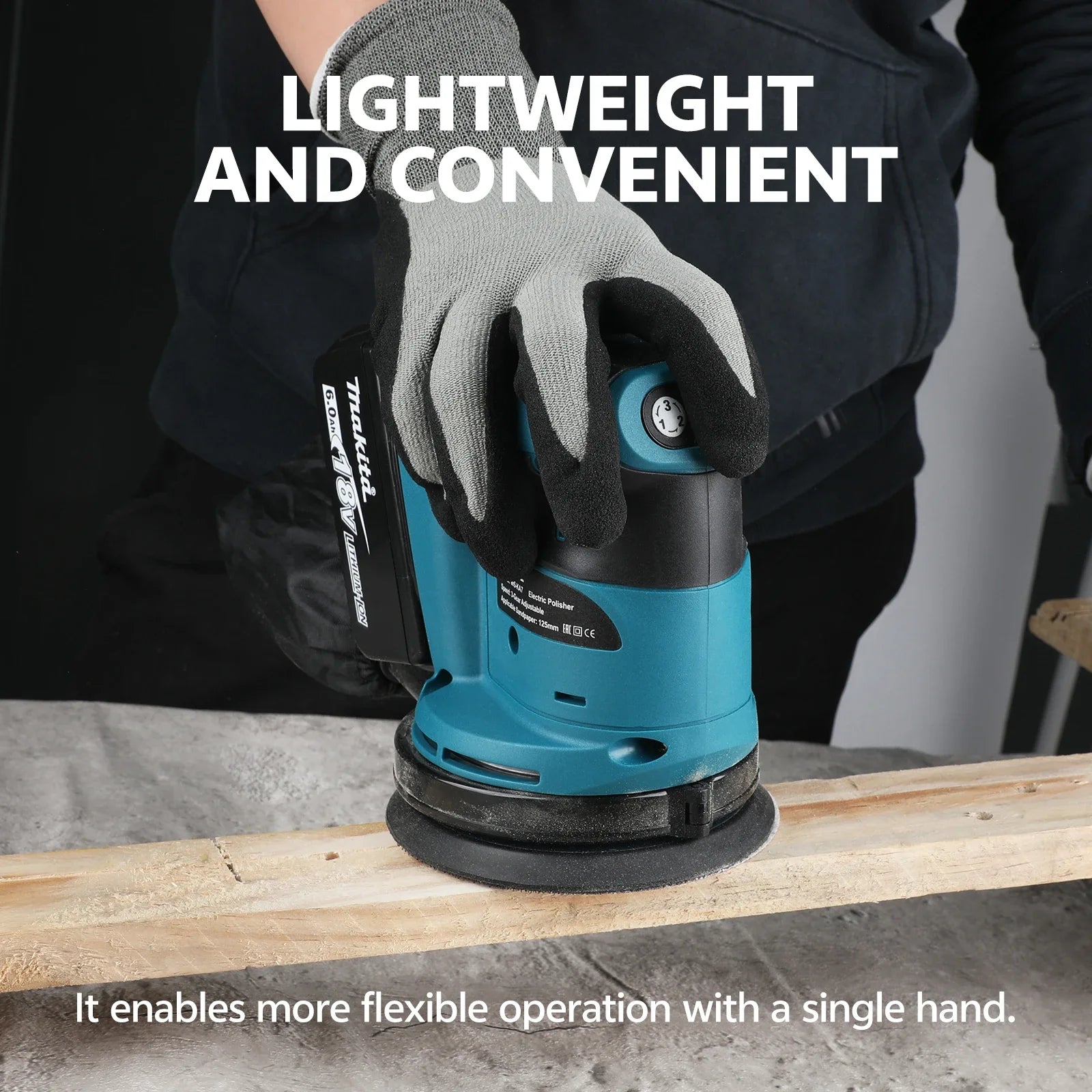 Makita 18V Cordless Random Orbit Sander for Smooth Wood Finishing