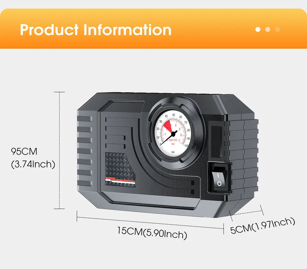 Compacte Bandenspanningspomp met Drukmeter