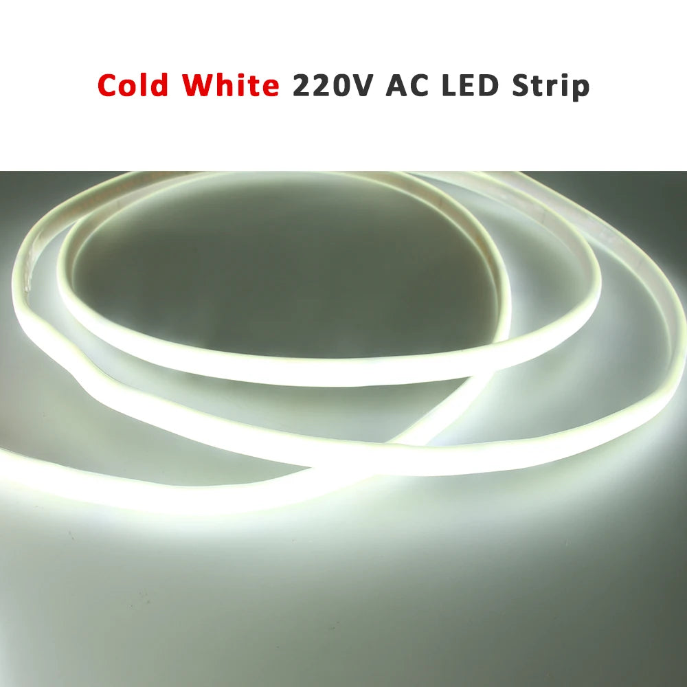 220V COB LED-stripe, 240 lysdioder per meter