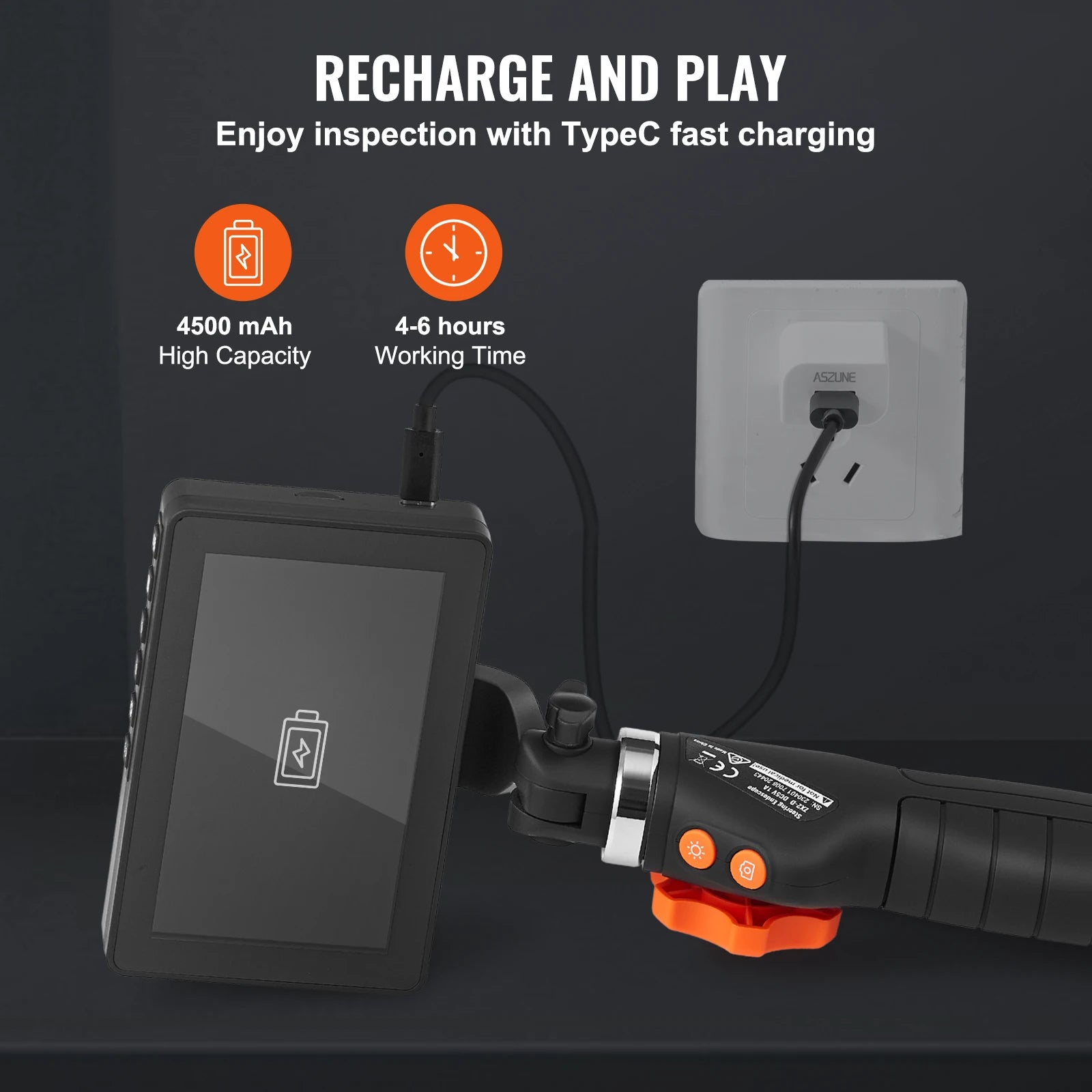 Articulating Borescope Camera with Light, 5" 1080P Screen, 6.4mm Lens