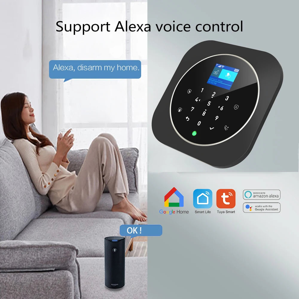 NEW Tuya WIFI W9B Alarm System for Home Burglar Security 433MHz WiFi GSM Alarm Wireless Tuya Smart House App Control 