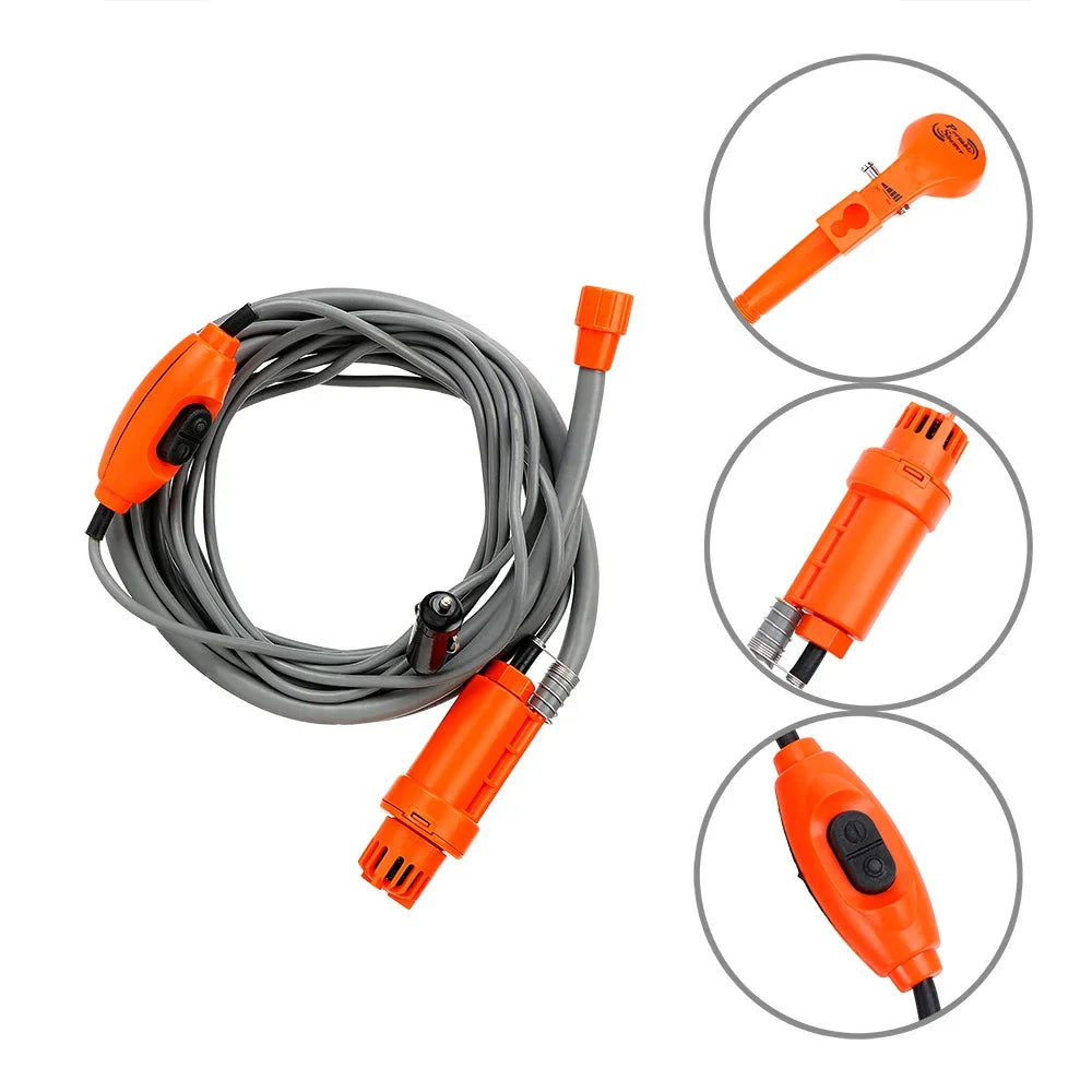 12V Car Shower Kit Portable High Pressure Water Cleaner with Cigarette Lighter Plug Outdoor Camping Wash Tool