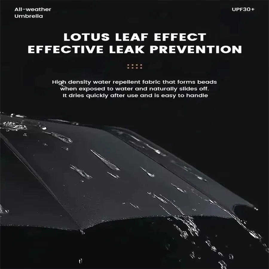 12 Bone Black Glue Fully Automatic Umbrella With Thick And Durable Keel Three Fold Umbrella UV Resistant Folding Umbrella 