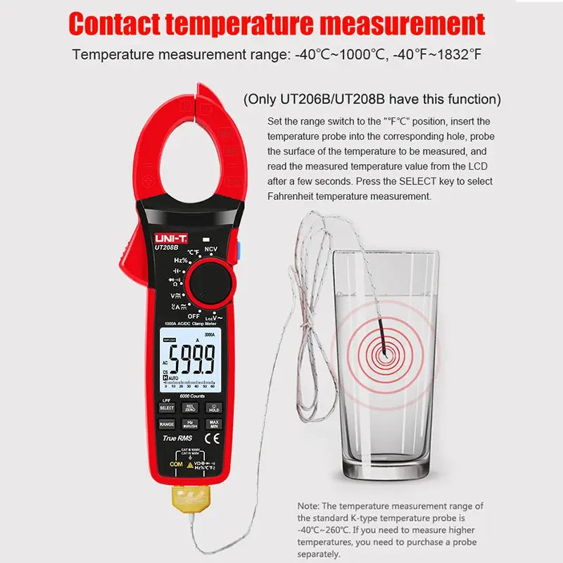 UNI-T 1000A True RMS Digital Clamp Meter 1000V AC DC Voltmeter Pliers Ammeter UT206B UT207B UT208B Inrush Current LPF ACV Test Spy-shop.com