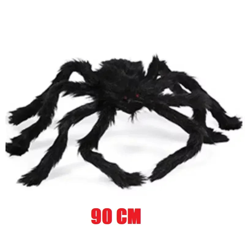 Halloween Big Plush Spider Horror Halloween Decoration Party Prop Outdoor Giant Spider Decor 30-200cm Chamber Prank Black Spider 