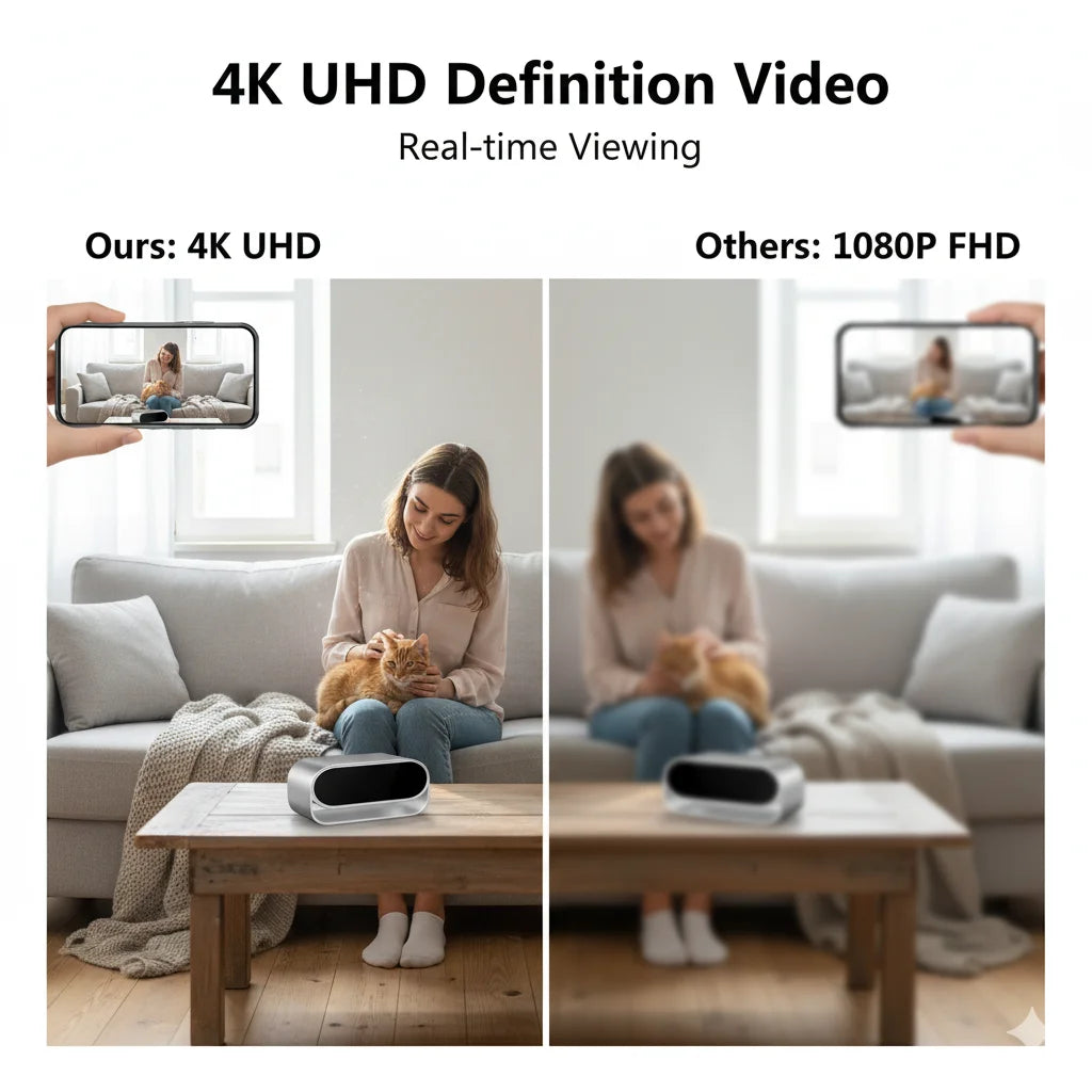 4K Ultra HD WiFi Clock Monitoring Camera, Multifunctional Indoor Surveillance Device with Infrared Night Vision, Smart Motion Detection, Remote Live View and Loop Video Recording, Security Cam for Home Office Hotel Indoor Pro