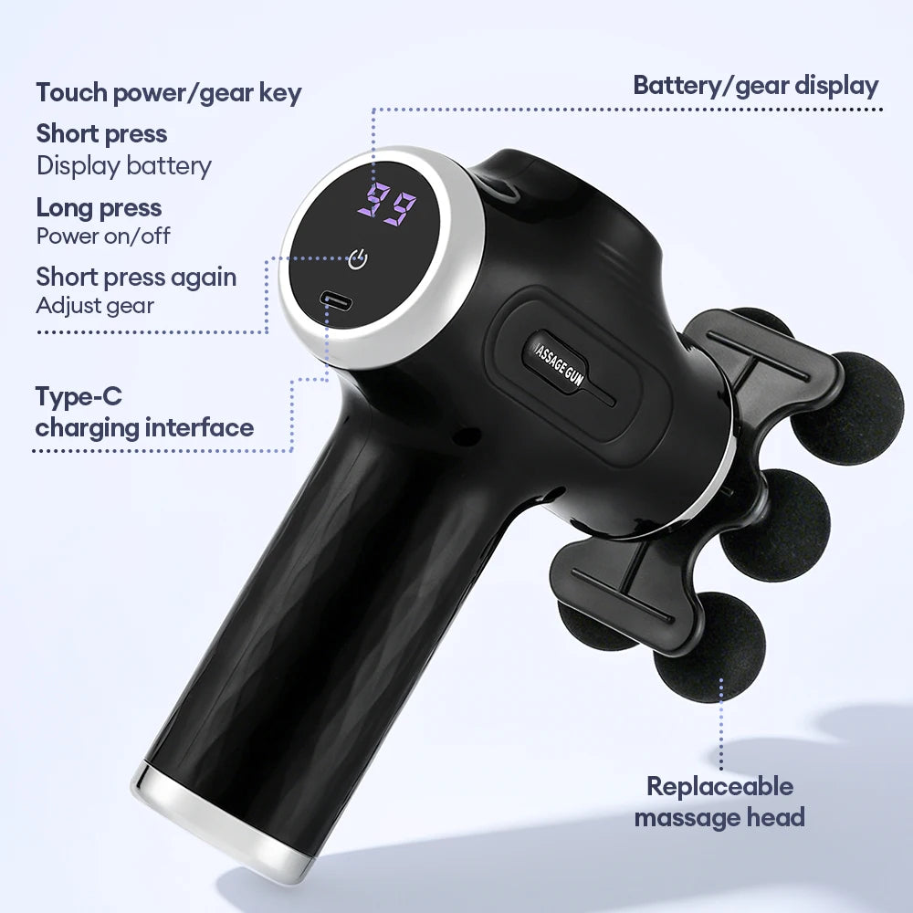 Mini Muscle Massage Gun with 10 Heads and Adjustable Intensity
