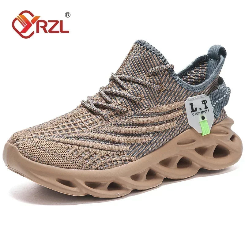 YRZL Men Sports Running Black Jogging Shoes Casual Sneakers Outdoor Breathable Mesh Women Light Shock-absorption Black Tennis 