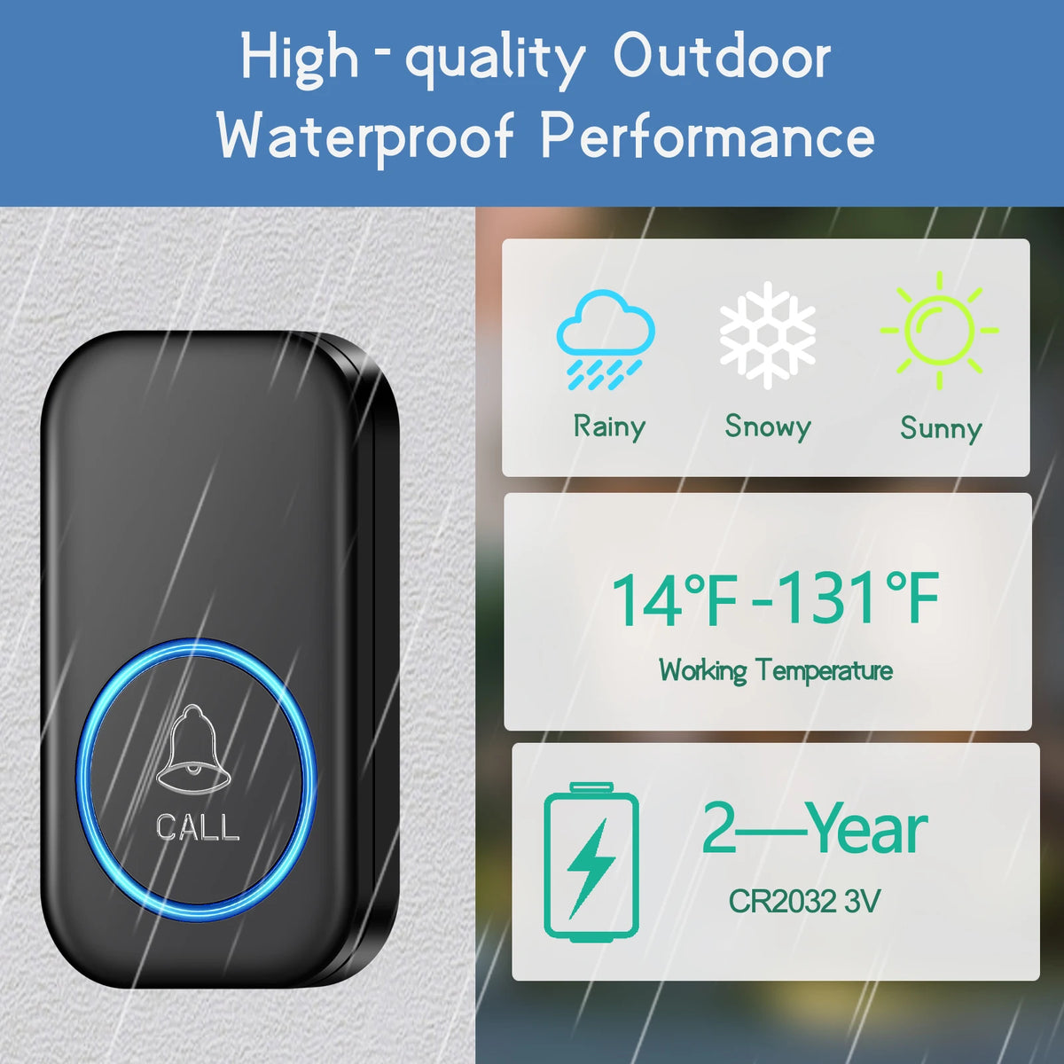 Wireless Doorbell with 60 Melodies and US Plug