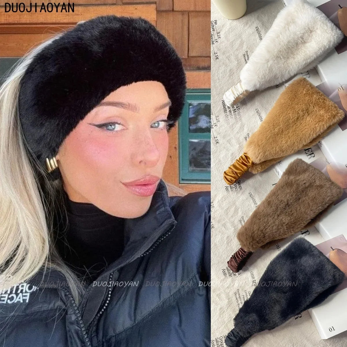 Autumn Winter Elastic Wide Edge Rabbit Fur Hairband