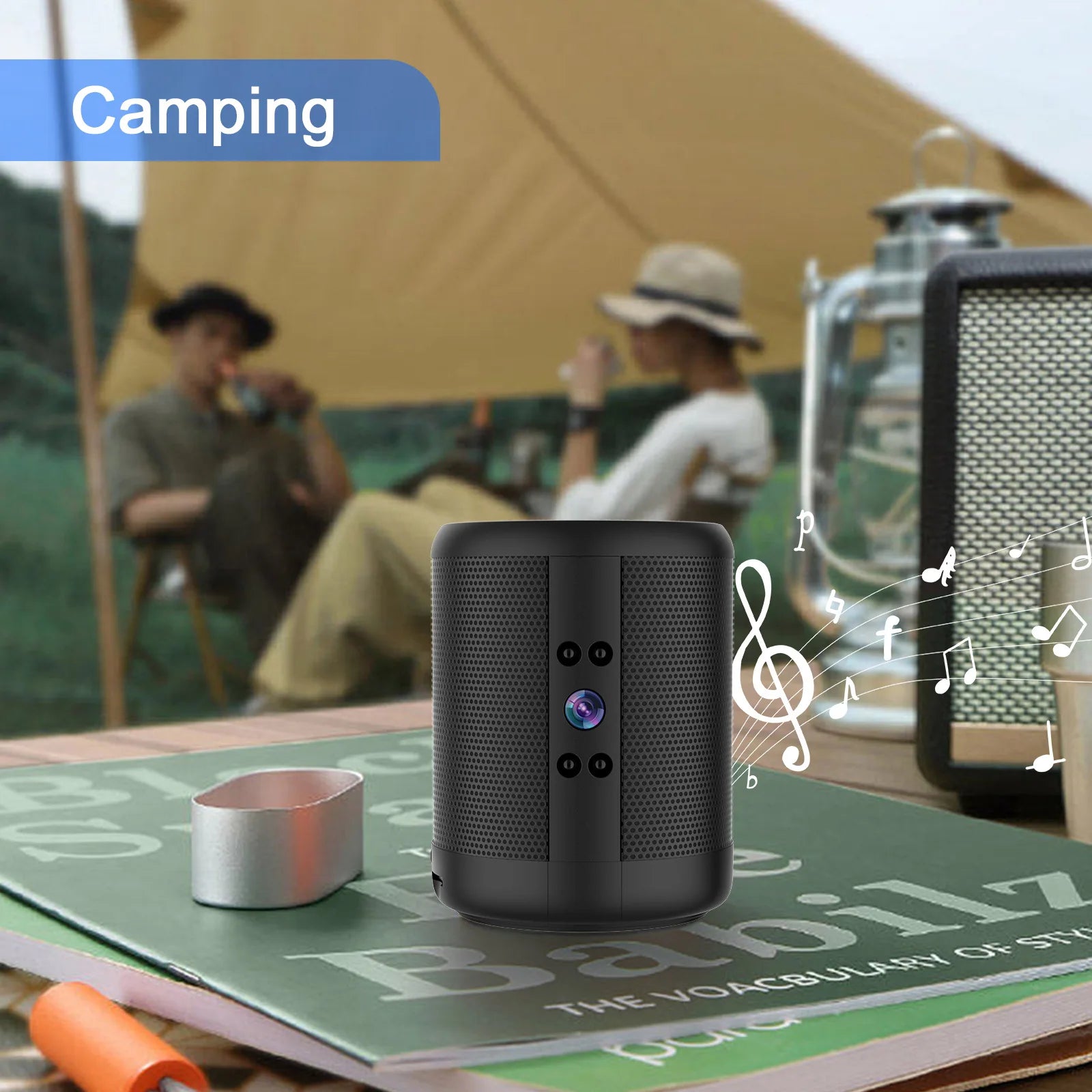 1080P HD Mini WiFi Camera Bluetooth Speaker with Night Vision