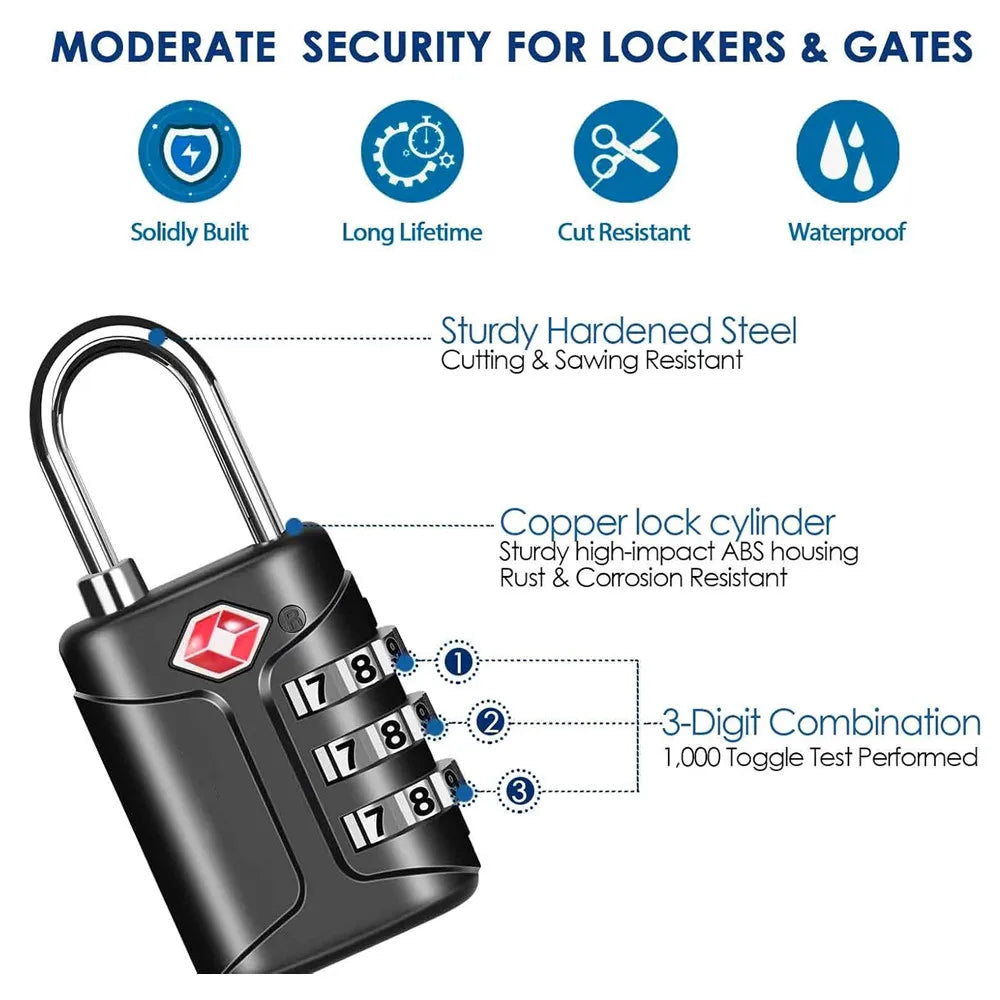 Three-Digit Travel Combination Lock