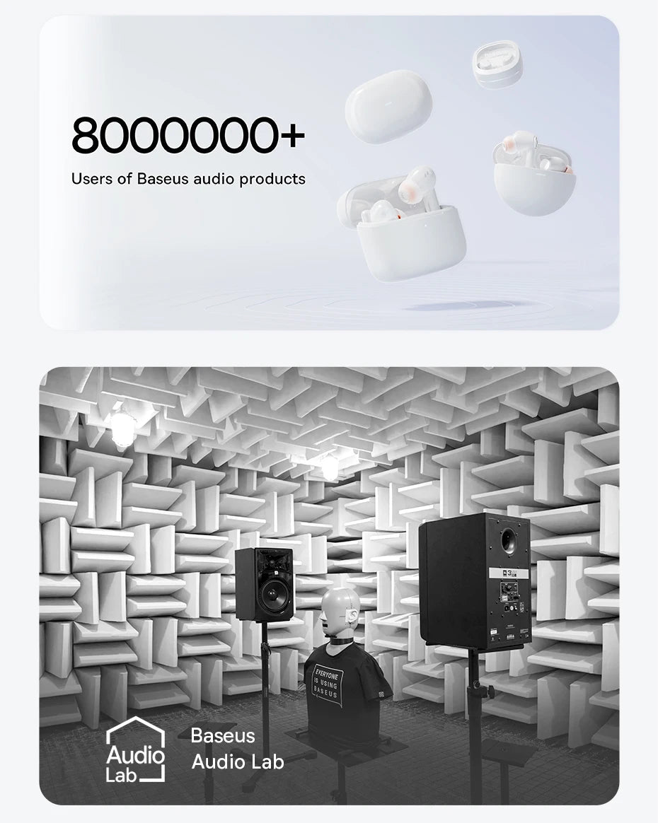 Baseus Bowie E19 Wireless Earphones Bluetooth 5.3 Big Bass 12mm Drivers IPX5 Waterproof Earbuds 33Hrs Battery Life Headphones 