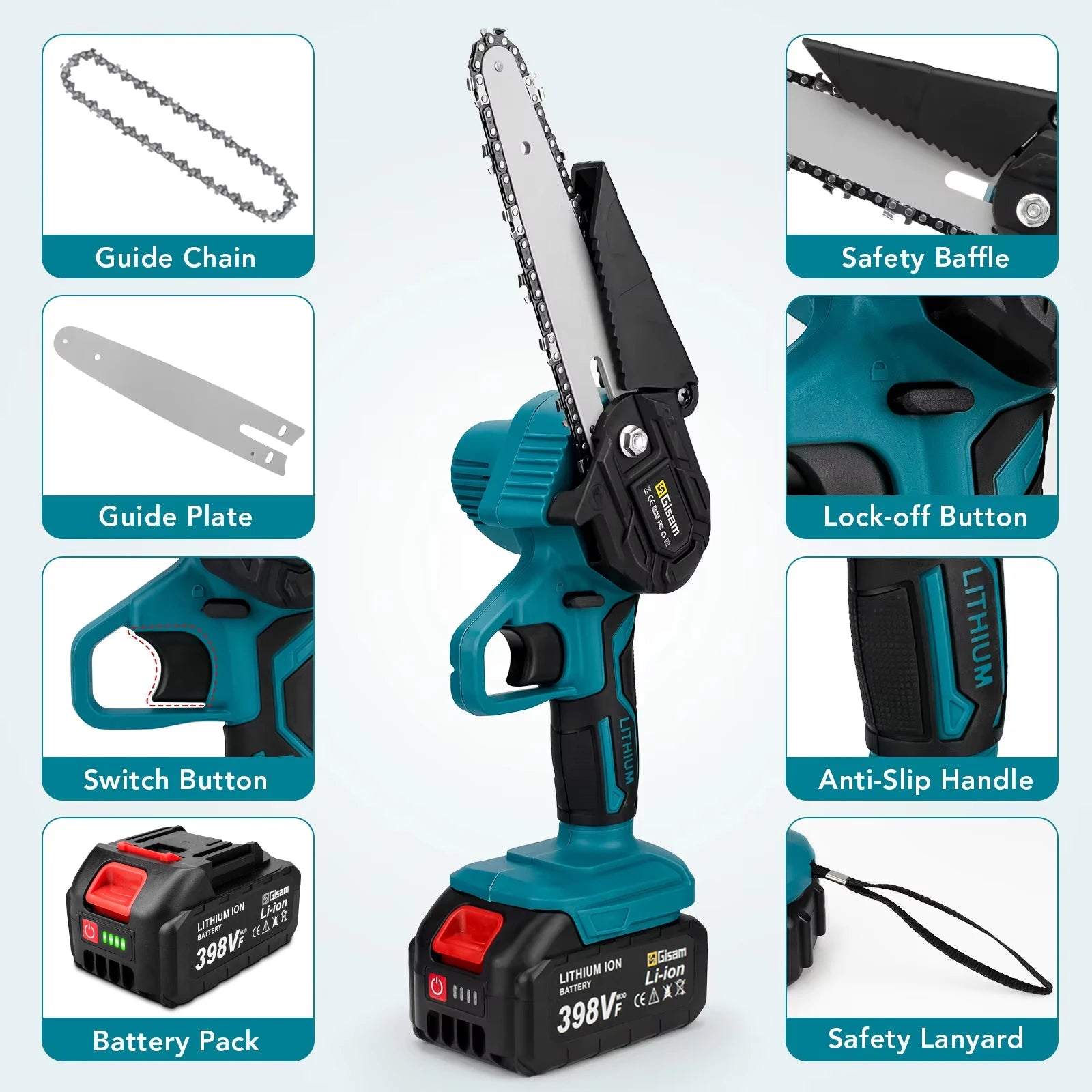 6 Inch Cordless Electric Chainsaw for Fast Wood Cutting