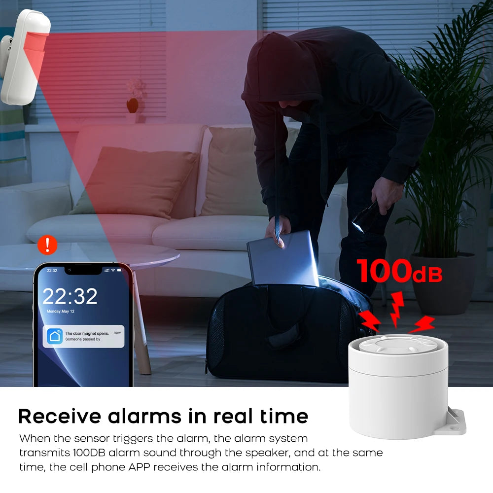WIFI GSM Alarm System Tuya Smart Life APP Home Smart Security Protection Wireless Security Alarm House System with ALexa 