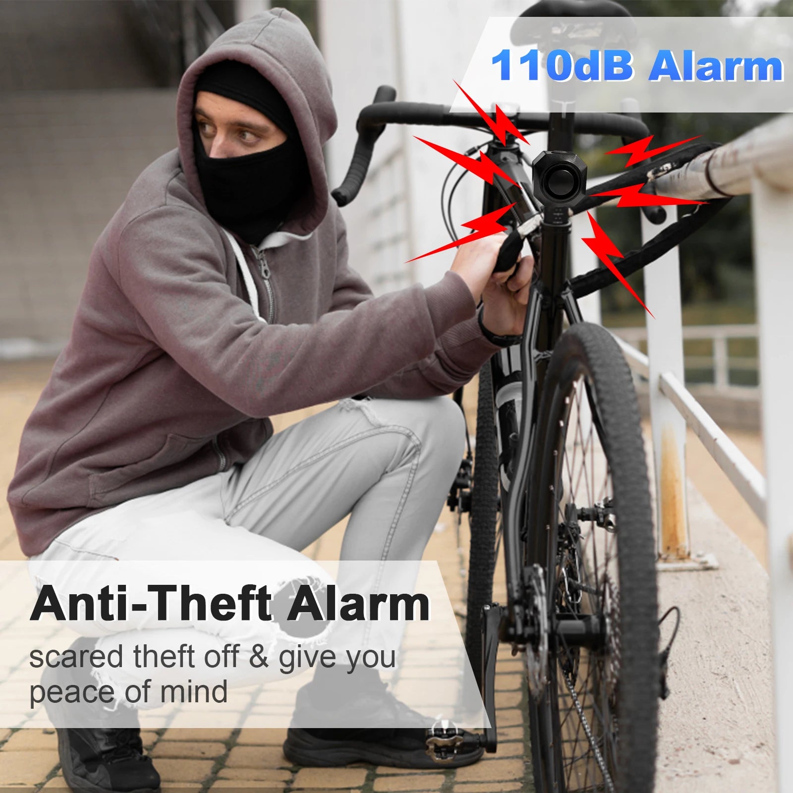 Wireless Bike Alarm with Remote, 110dB Motion Sensor Anti-Theft