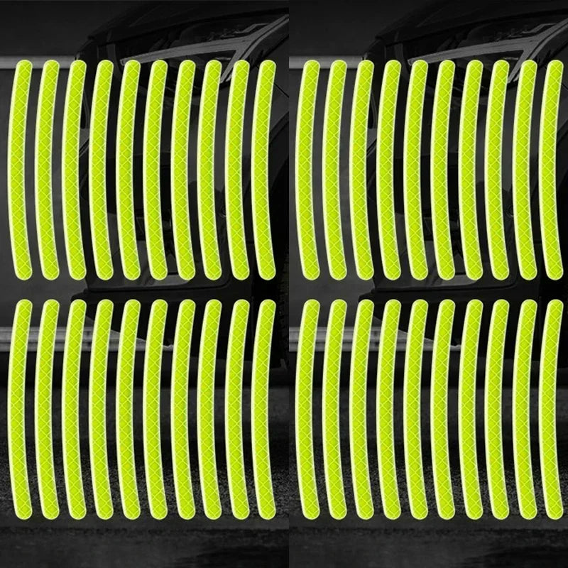 Car Wheel Hub Reflective Stripes Sticker Driving Safety Tire Decor Warning Sticker Warning Reflective Tape Car Accessories 