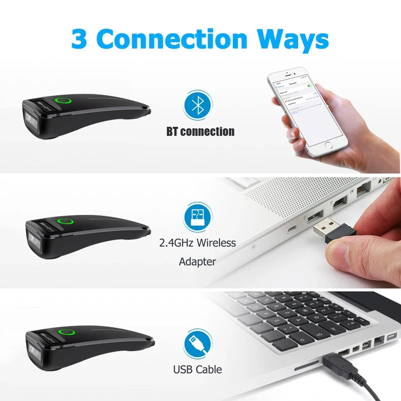 Mini 2D-streepjescodelezer Draadloos Bluetooth QR- en Datamatrixlezer