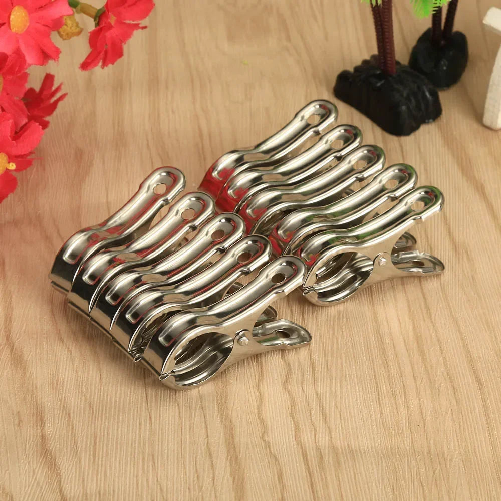 Stainless Steel Towel Clips, Pack of 10