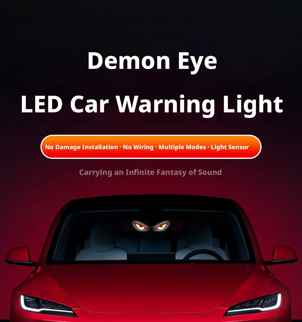 SEAMETAL Car Dynamic Expression Light Neon LED Solar Type-C Rechargeable Wireless Devil's Eyes Light Smart Sensor Universal Fit