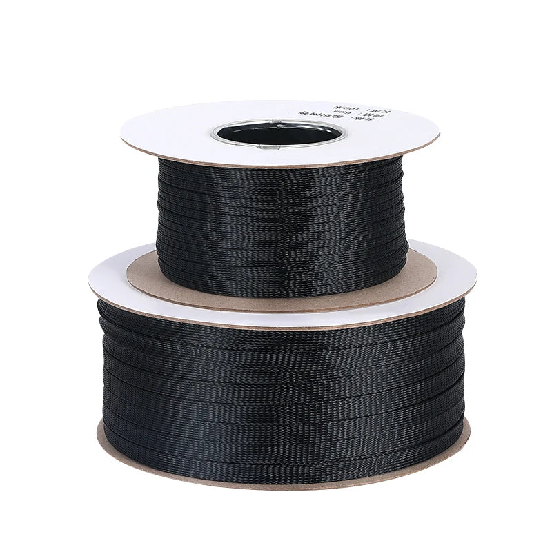 1/5/10M Black Insulated Braid Sleeving 6/8/10/30mm Tight PET Wire Cable Gland Protection Cable Sleeve Flame Retardant Nylon Tube 
