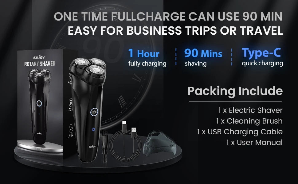 Rasoir électrique SEJOY pour hommes, rasoir rotatif 3D