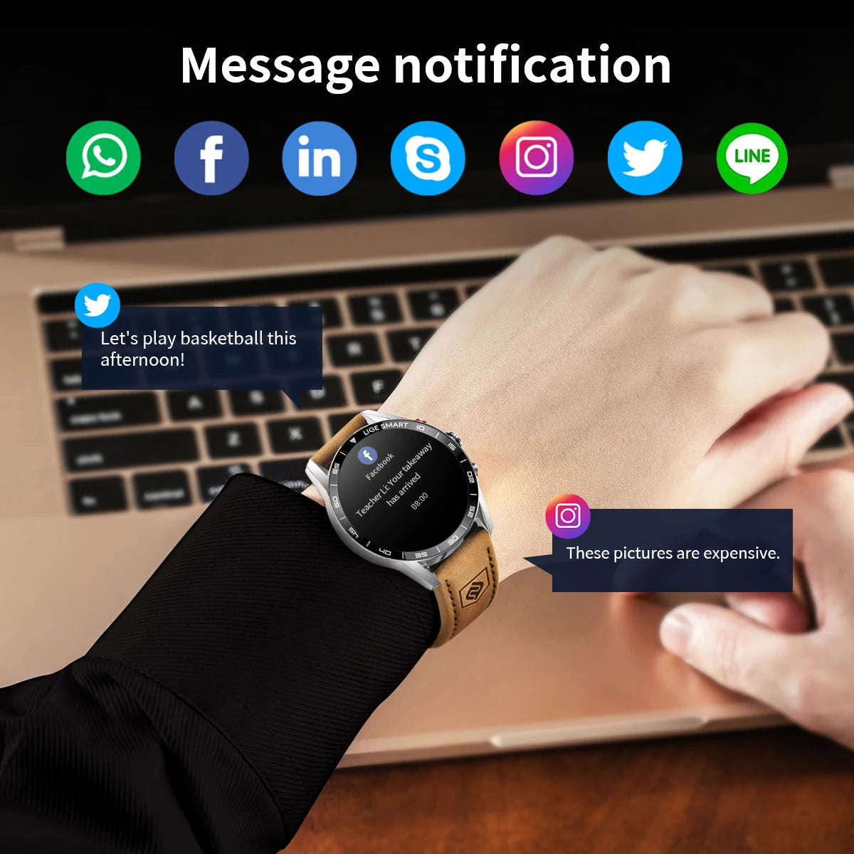 LIGE 2024 New Rugged Military GPS Smart Watch Men AMOLED HD Screen Heart Rate Bluetooth Call Waterproof Outdoor SmartWatch 