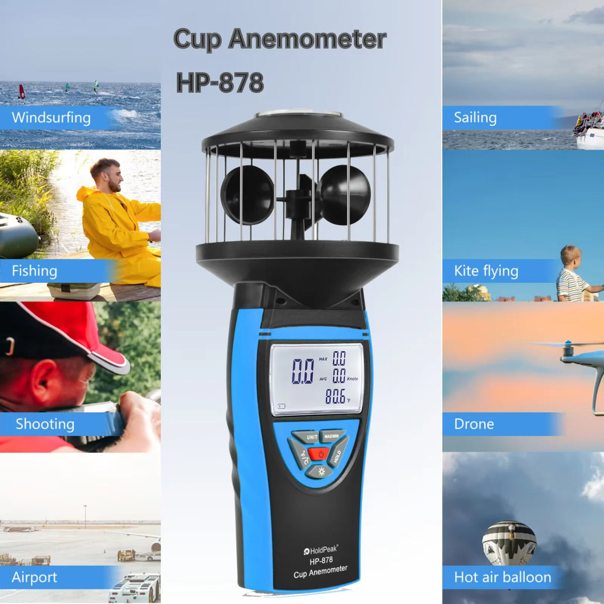 HP-878 Cup Anemometer with Backlit Display