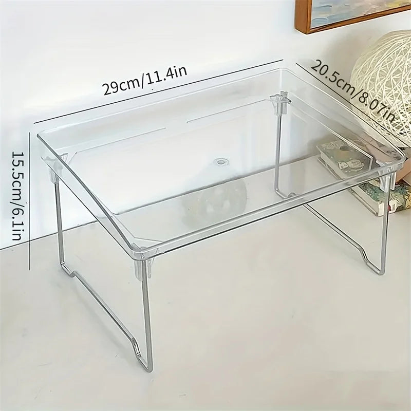 Étagère de rangement transparente à un niveau, pliable