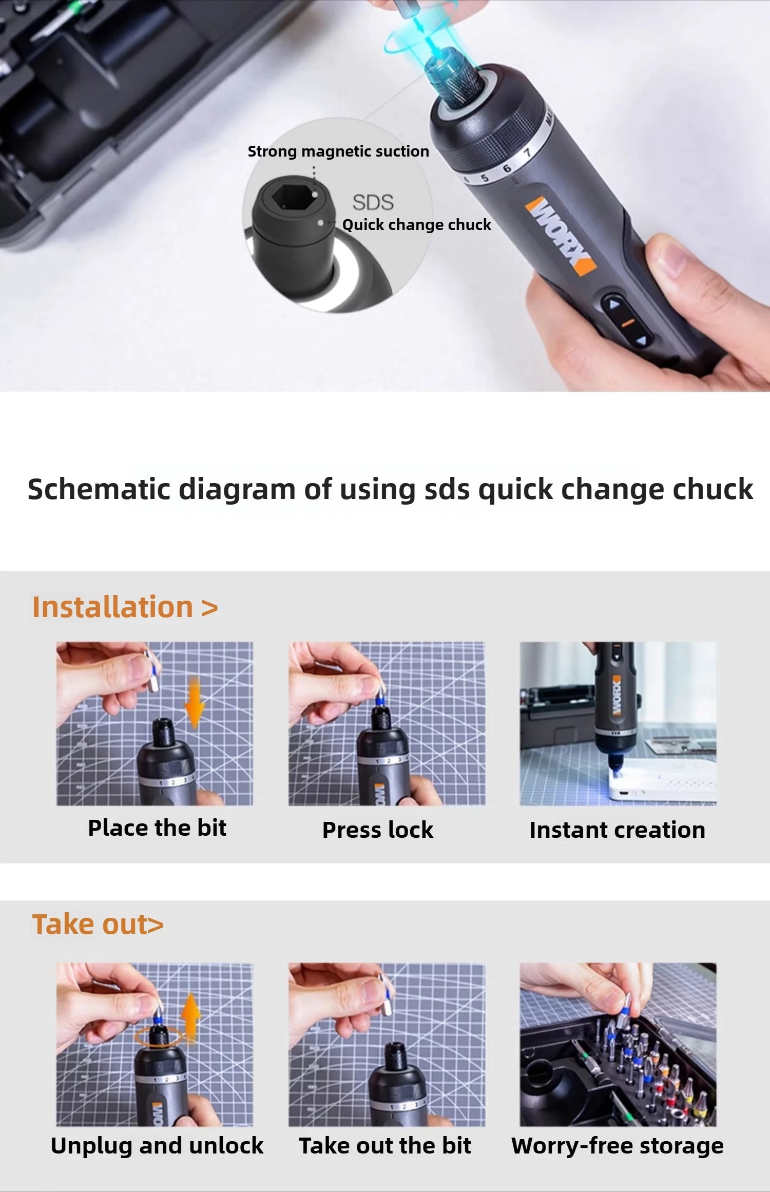 WORX 4V Electric Screwdrivers Set Automatic All-in-one Wireless Precision Screwdriver Household Hand Power Tools WX240 WX242 