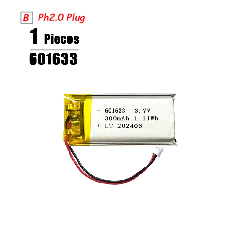 3.7V Lipo Battery Ph2.0 Plug Rechargeable Lithium Battery 3.7V For PS4 Humidifiers GPS Navigation  Bluetooth Speaker MP3 MP4 