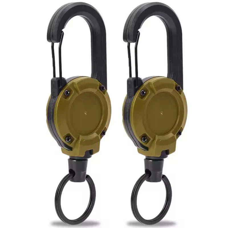Retractable Rope KeyChain Pull Reel Carabiner Strong Steel Wire Buckle for Men Outdoor Extendable Key Holder
