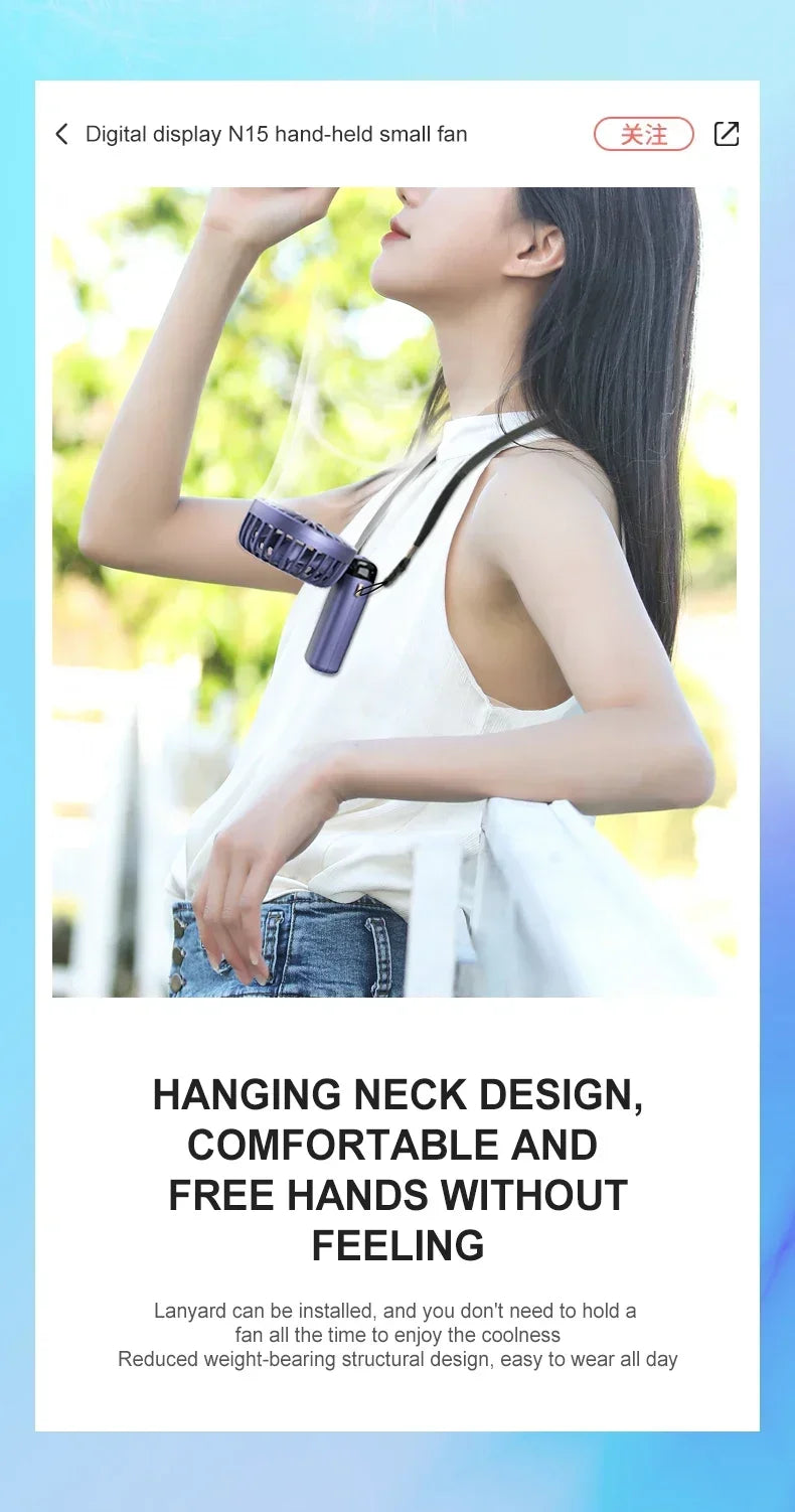 Foldable 5-Speed Handheld Mini Fan with LED Display