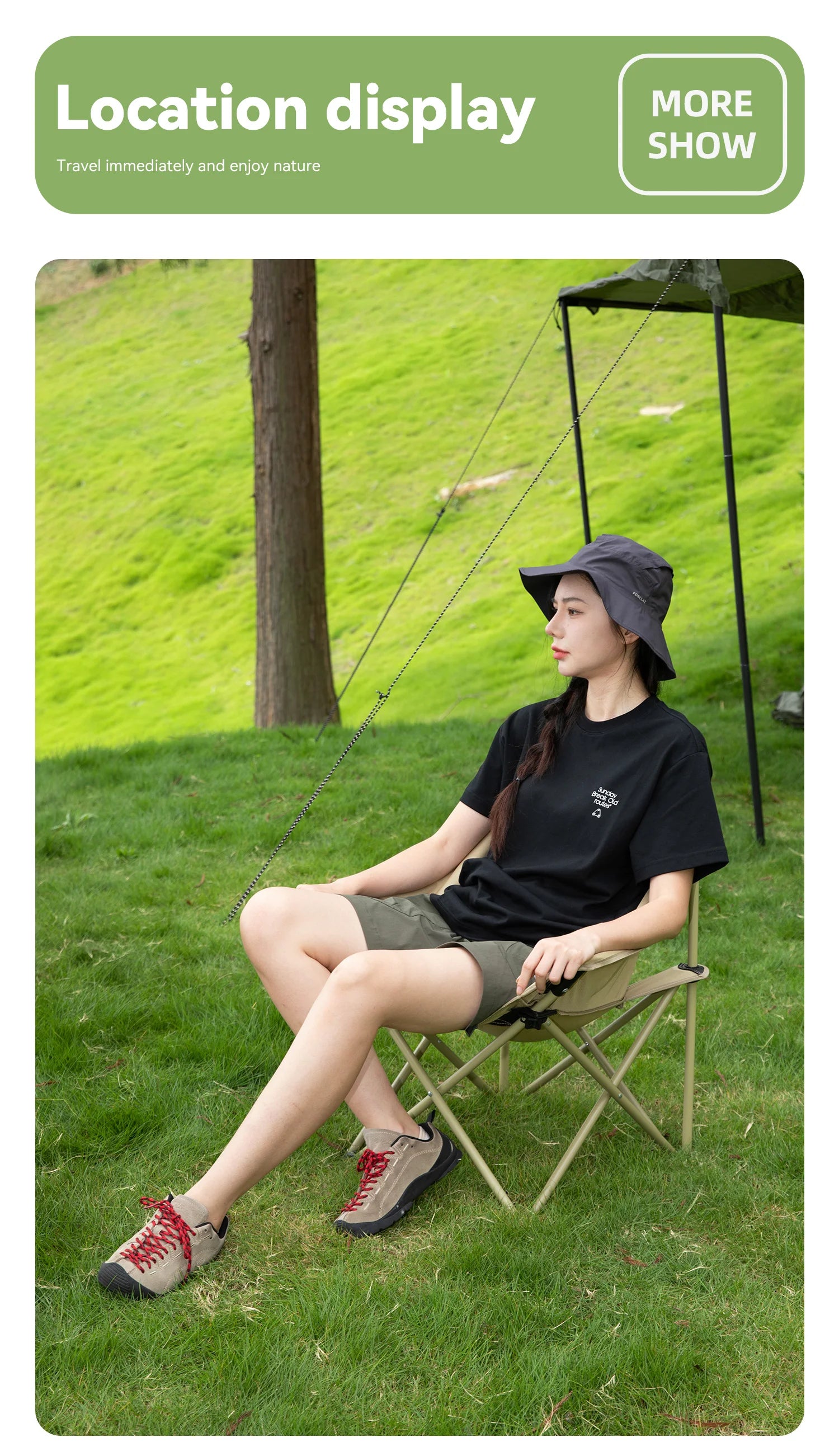 Folding Camping Chair Portable Steel Frame Picnic & Travel Seat