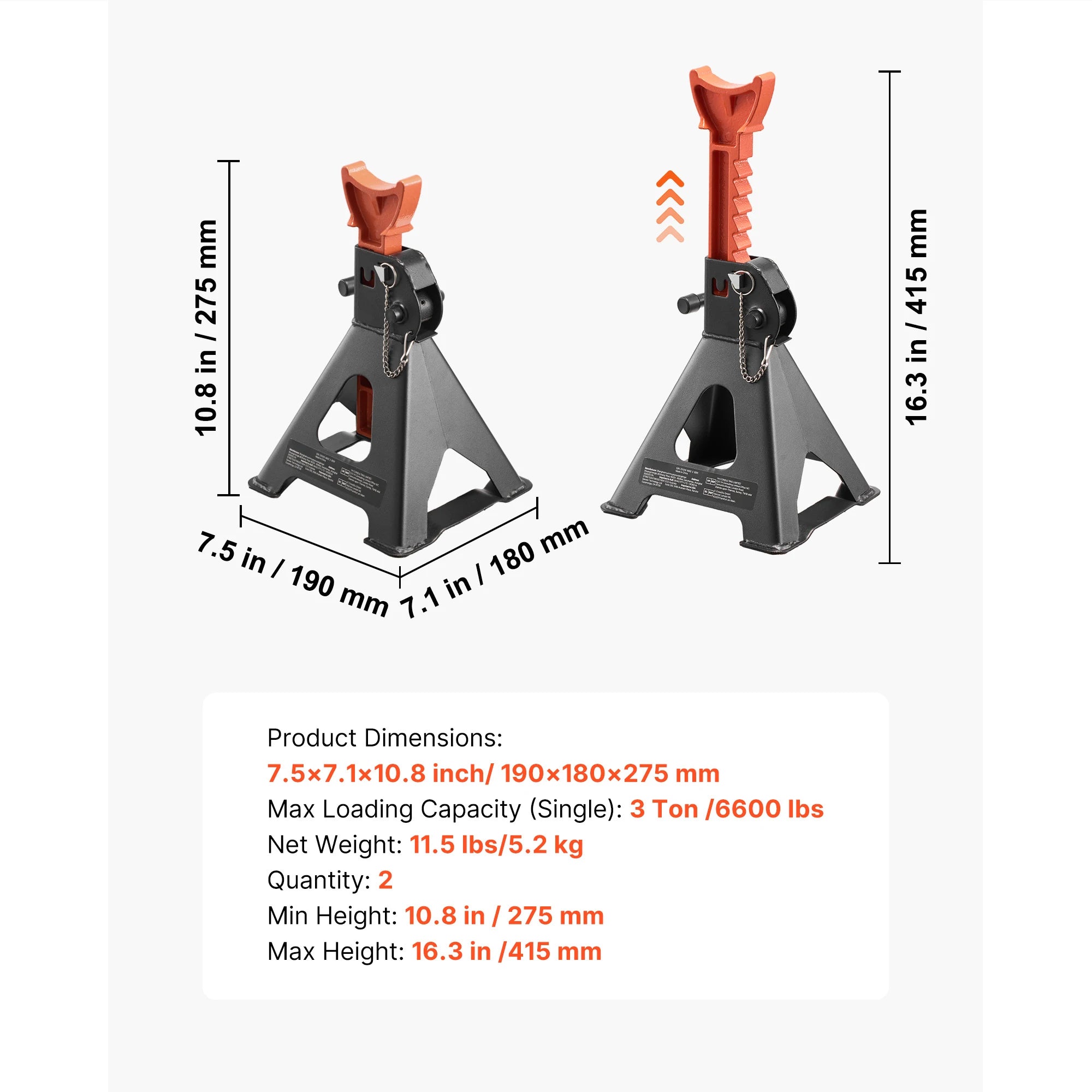 Heavy Duty Steel Jack Stands 3 Ton / 6 Ton with Locking