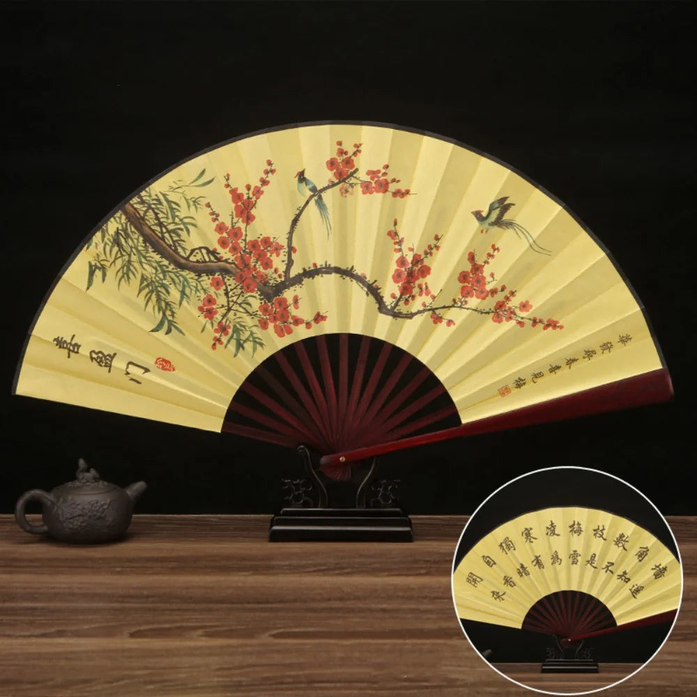 Leque dobrável de estilo chinês com padrão impresso