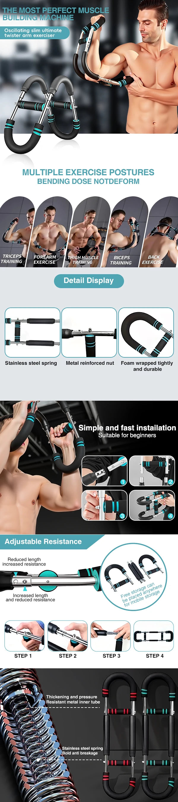Adjustable Boxing Arm Trainer with Flywheel Resistance for Strength