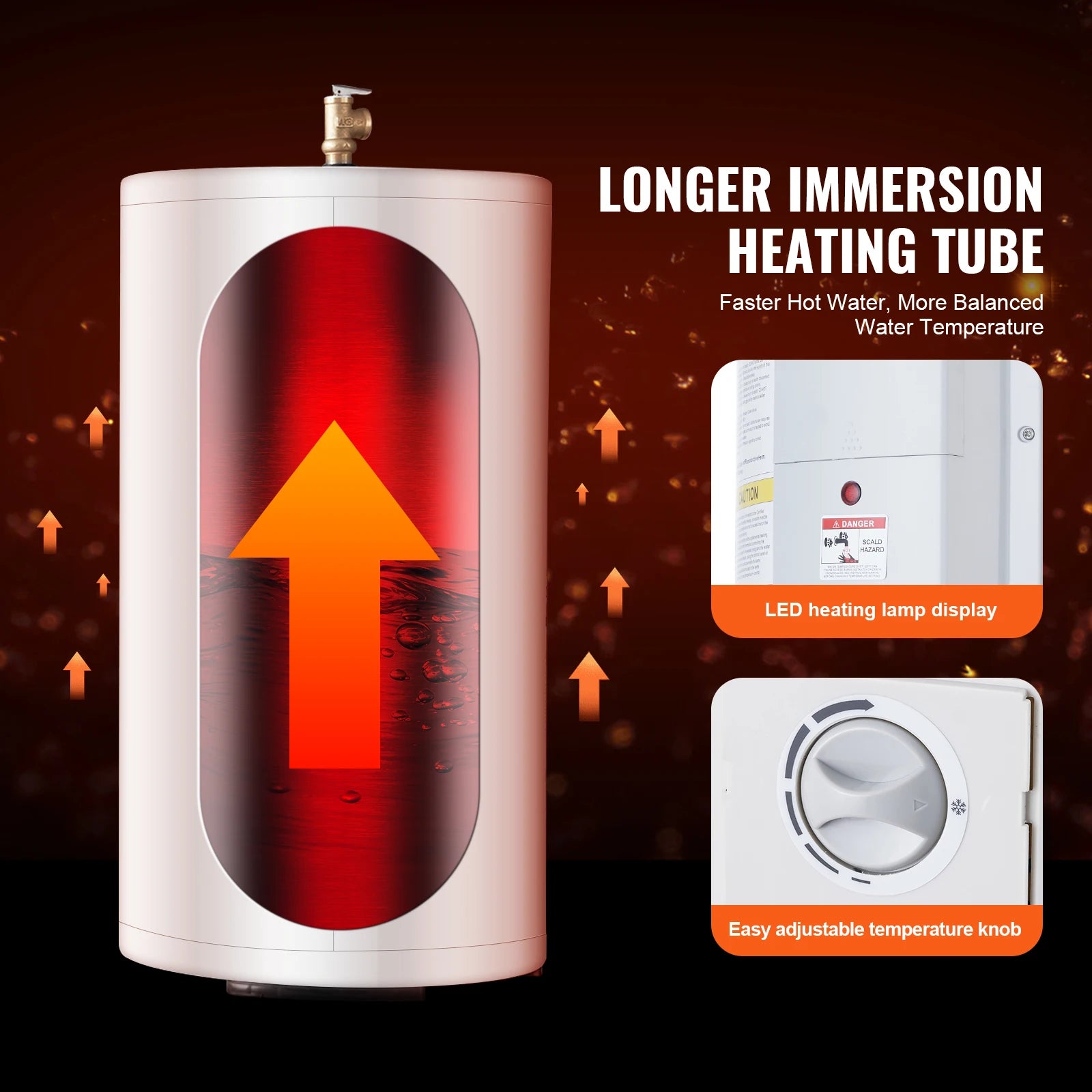 Chauffe-eau électrique 70L avec écran LED et contrôle de la température