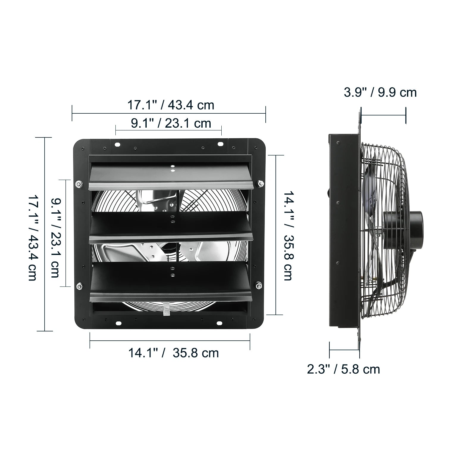 SucceBuy Shutter Exhaust Fan AC/ EC-motor 10-Speed Adjustable Wall Mount Attic Ventilation and Cooling for Greenhouses Garages