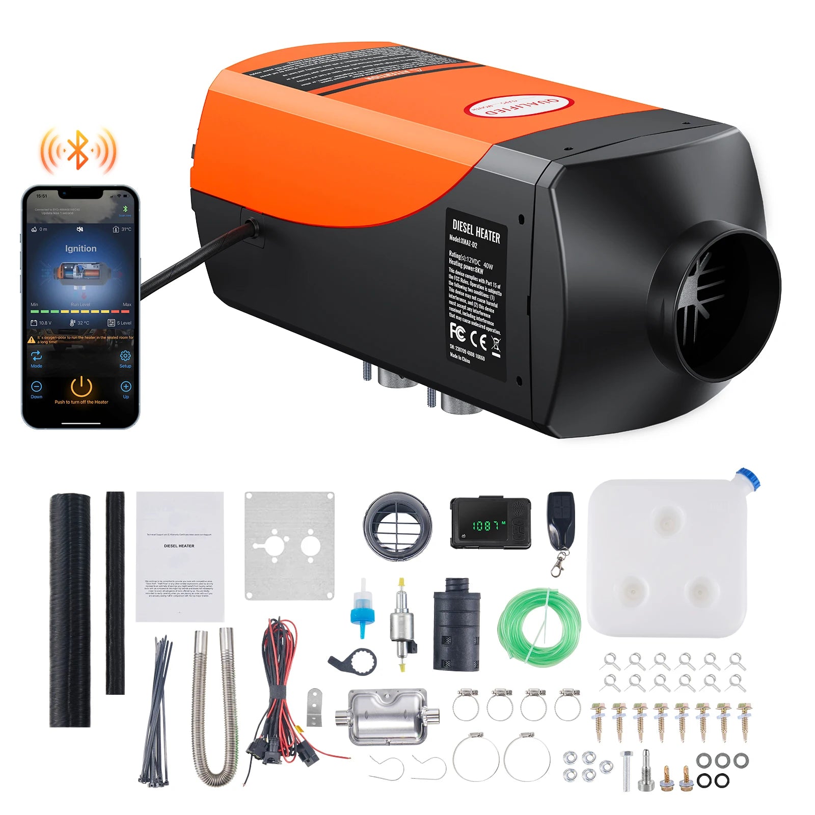 8KW dizelski grijač zraka s Bluetooth upravljanjem putem aplikacije za kamp-kućice i vozila