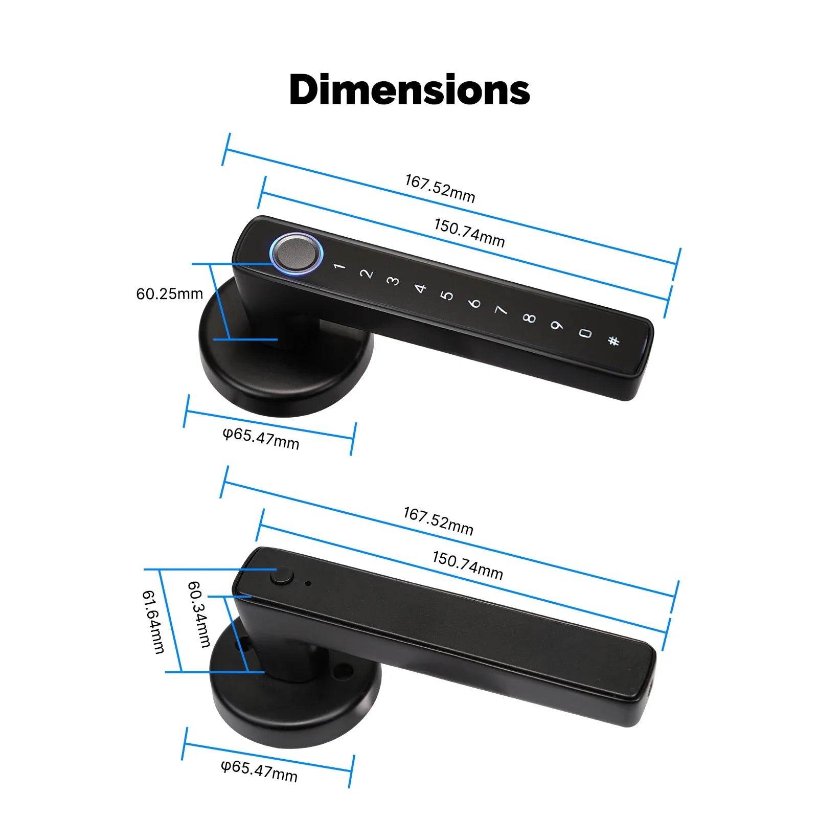 Fechadura de Porta com Impressão Digital Bluetooth Smart, Senha e Desbloqueio Remoto por Aplicação